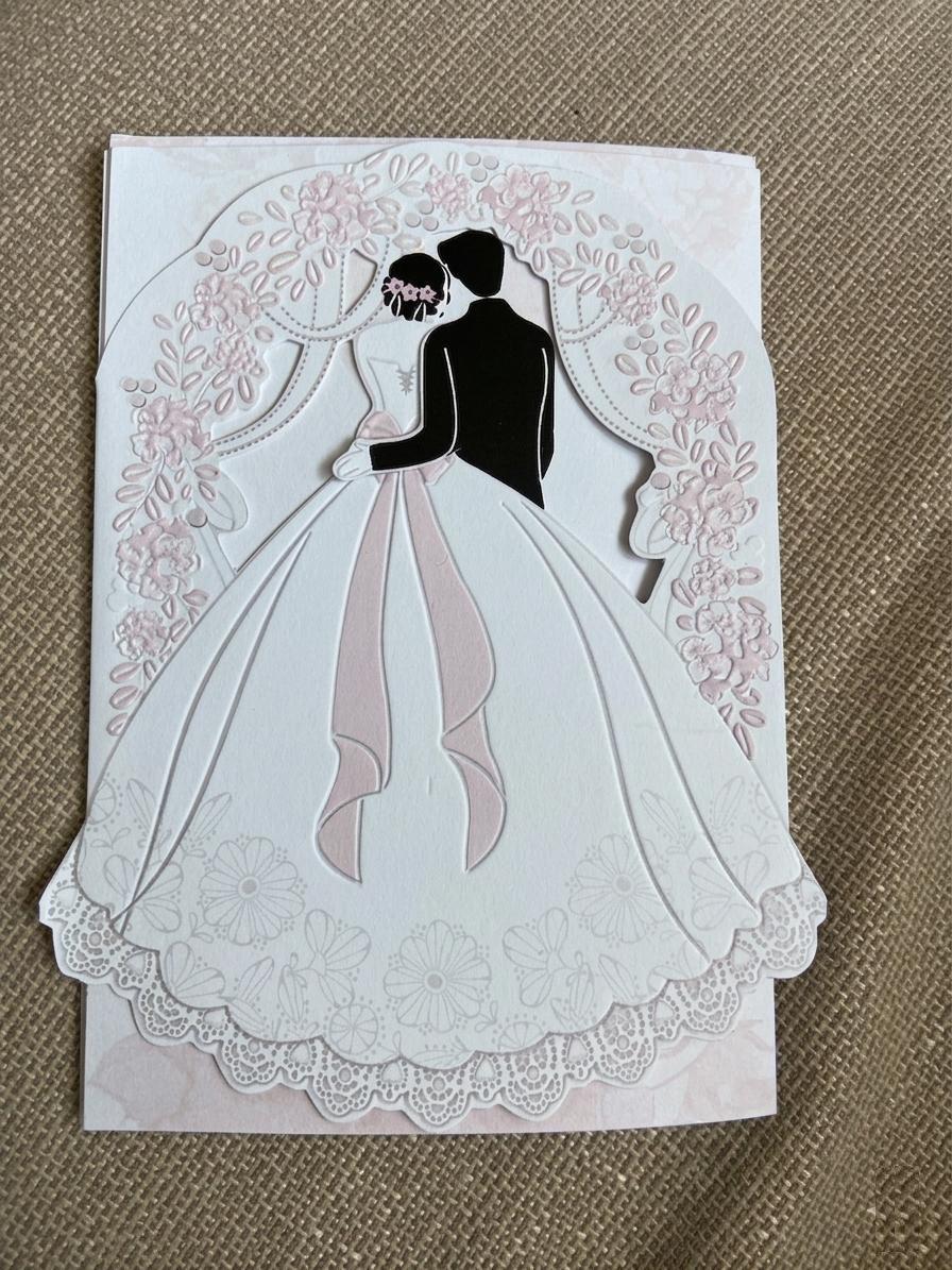 Faire-part mariage luxe robe de mariée – carte élégante relief avec dentelle et motifs floraux (lot de 25)