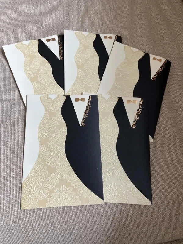 Lot 25 Faire-part mariage élégants luxe 👰🤵 noir & ivoire avec enveloppes