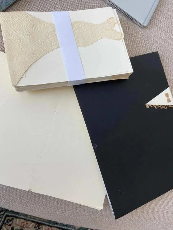 Lot 25 Faire-part mariage élégants luxe 👰🤵 noir & ivoire avec enveloppes