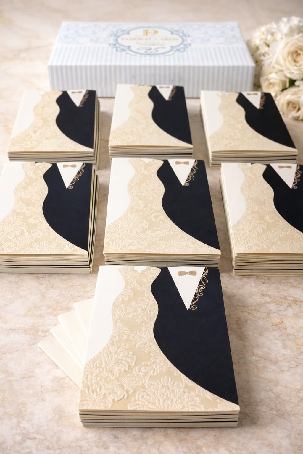Lot 25 Faire-part mariage élégants luxe 👰🤵 noir & ivoire avec enveloppes