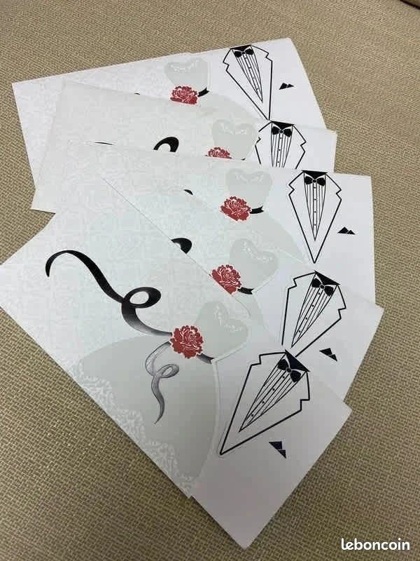 Lot de 25 faire-part mariage élégants – robe de mariée & costume avec enveloppes